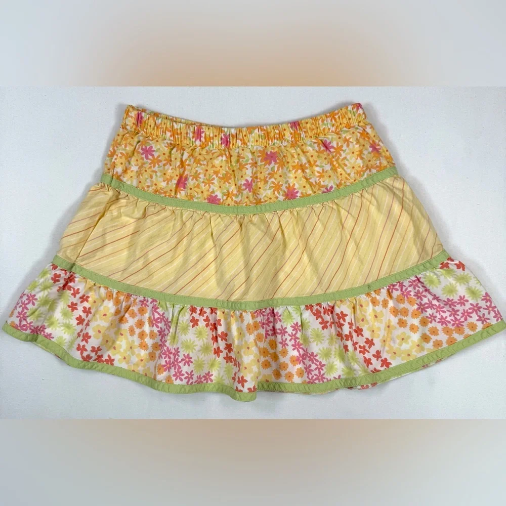 GYMBOREE VINTAGE Freshly Picked Floral Yellow‎ Cottagecore Tiered Skirt Size 6